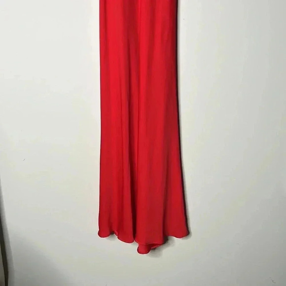 Zara Red Satin Silky Buttoned Slip Maxi Dress Size M - Picture 6 of 8